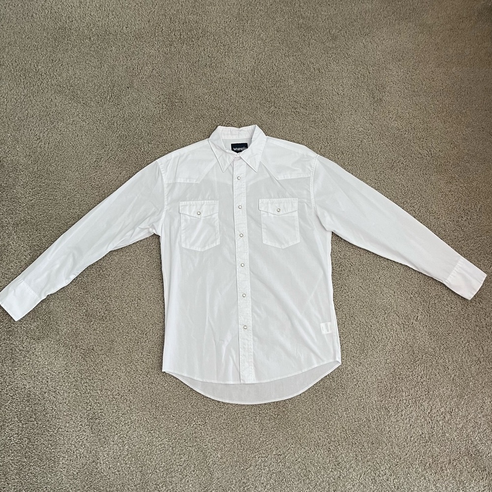 Wrangler White Dress Pearl Snap Shirt